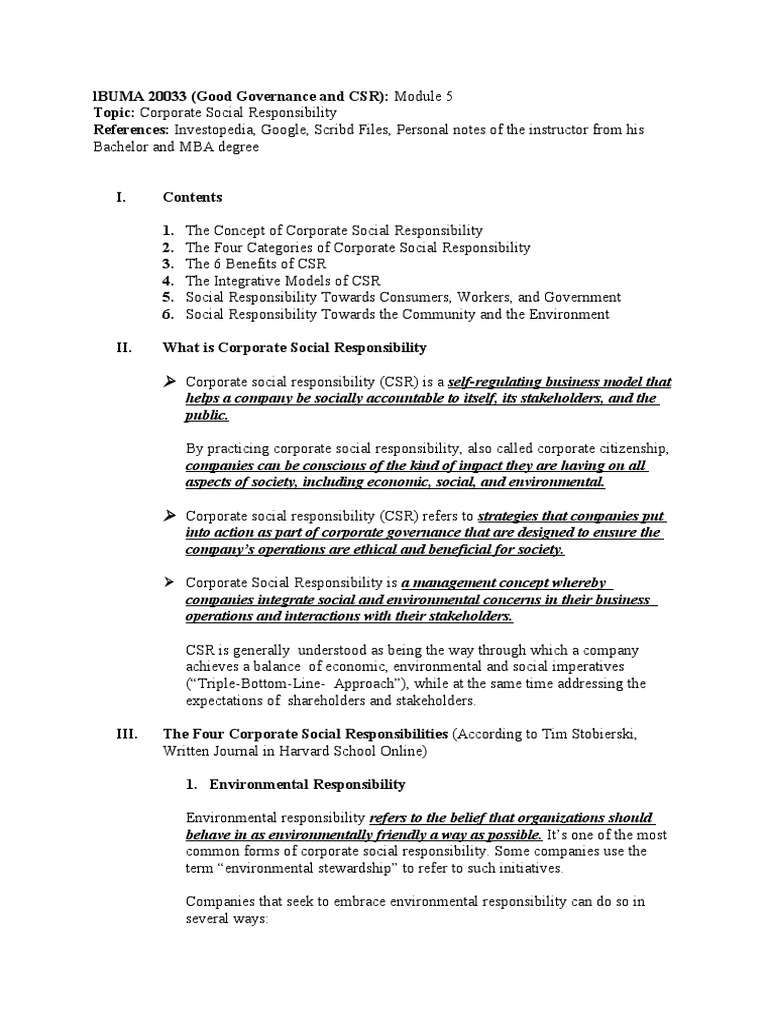 Module 5 Corporate Governance | PDF | Corporate Social Responsibility ...