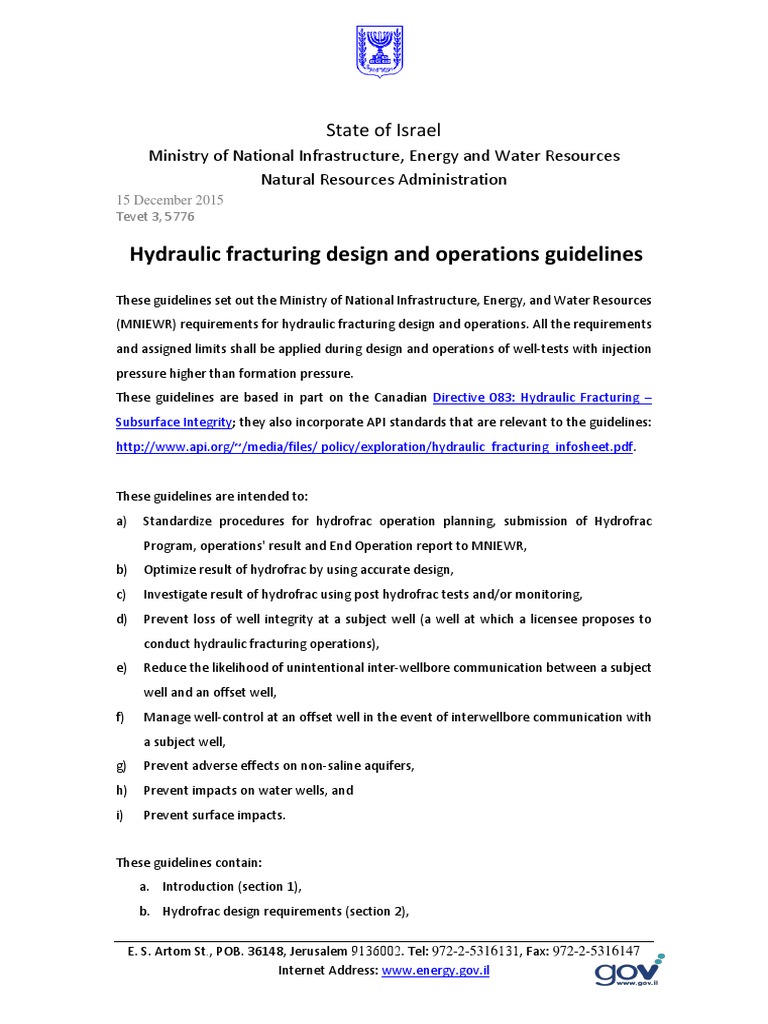 Guidelines For Hydraulic Fracturing | PDF | Hydraulic Fracturing ...