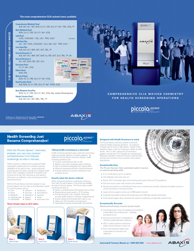 piccolo_panels_health_screening PDF Medical Specialties Clinical
