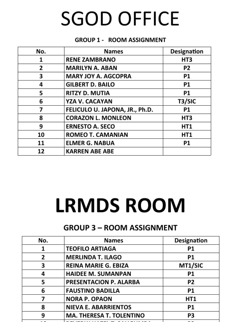 Room Assignment | PDF
