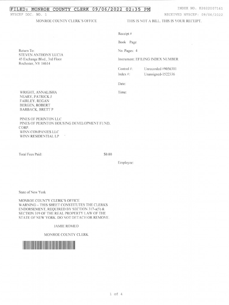 Pines of Perinton Summons With Notice PDF