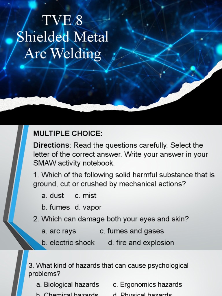 Tve 8 Shielded Metal Arc Welding | PDF | Hazards | Tools
