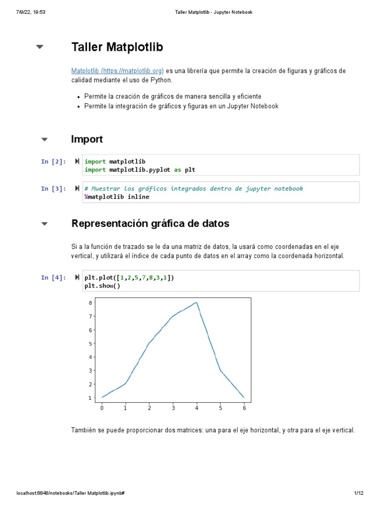 Taller Matplotlib - Jupyter Notebook | PDF | Software Unix | Ciencias ...