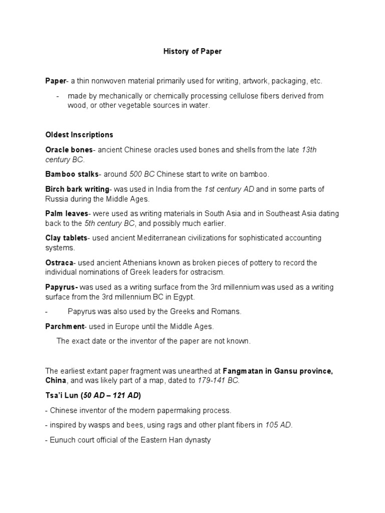 Evolution of Paper Through Ages | PDF | Paper | Papermaking