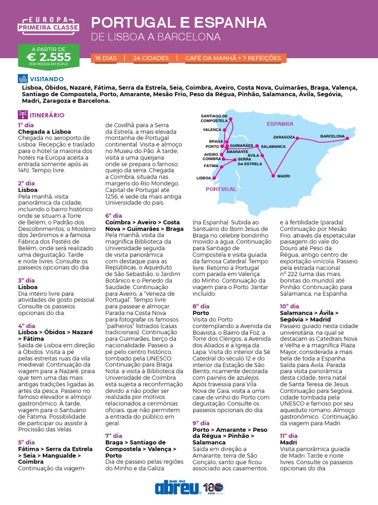 Roteiro Portugal e Espanha | PDF | Barcelona | Porto