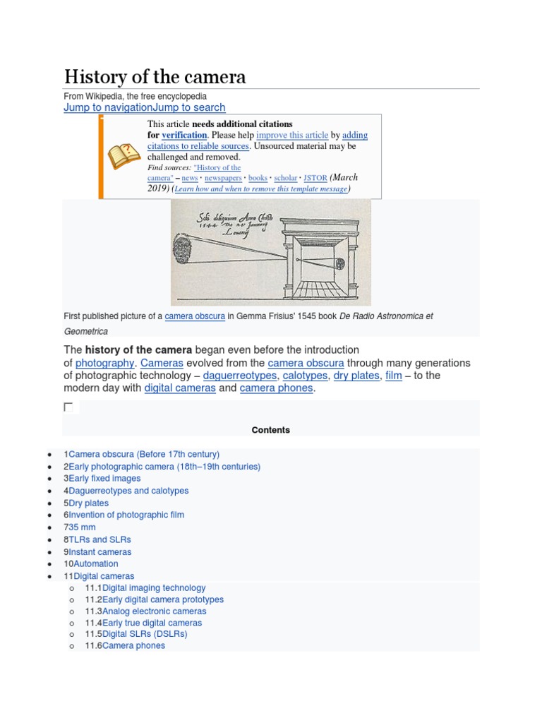 History of the camera PDF Digital Camera Digital Image