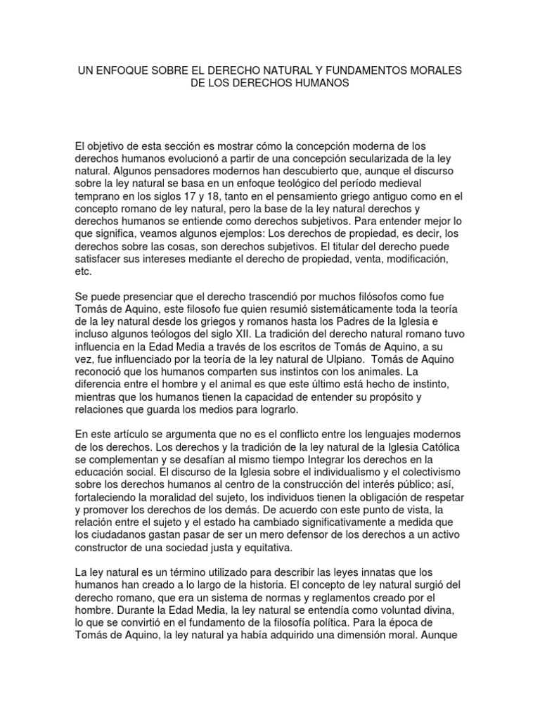 Derecho Natural y Derechos Humanos | PDF | La Ley natural | Derechos