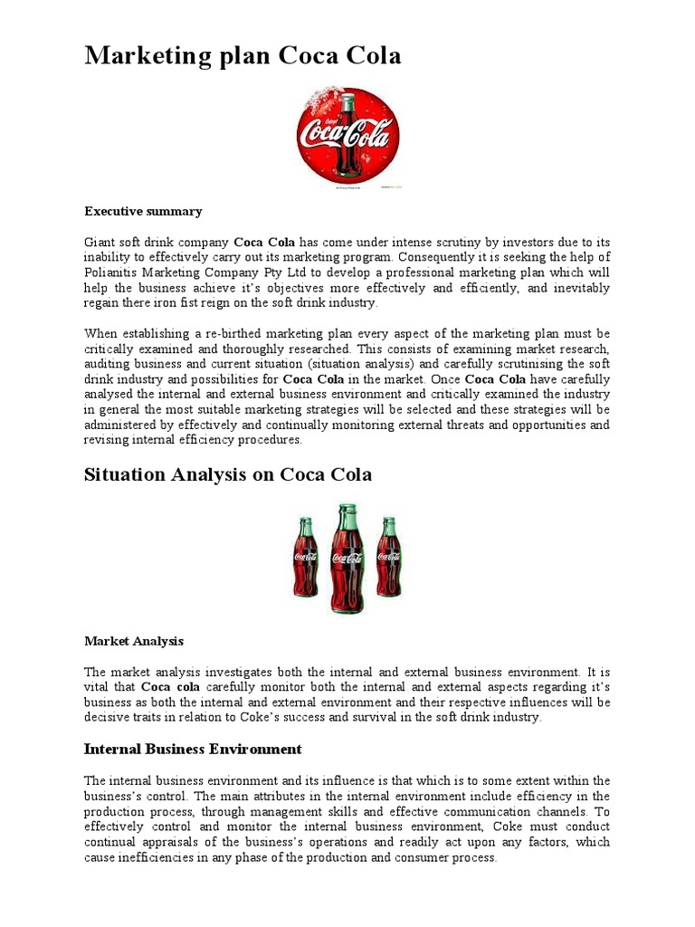 Marketing Plan Coca Cola | Download Free PDF | Marketing | Pricing