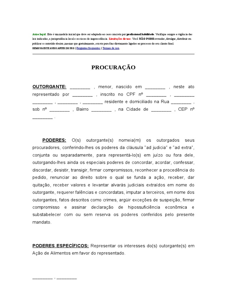 Procuracao acao alimentos pdf