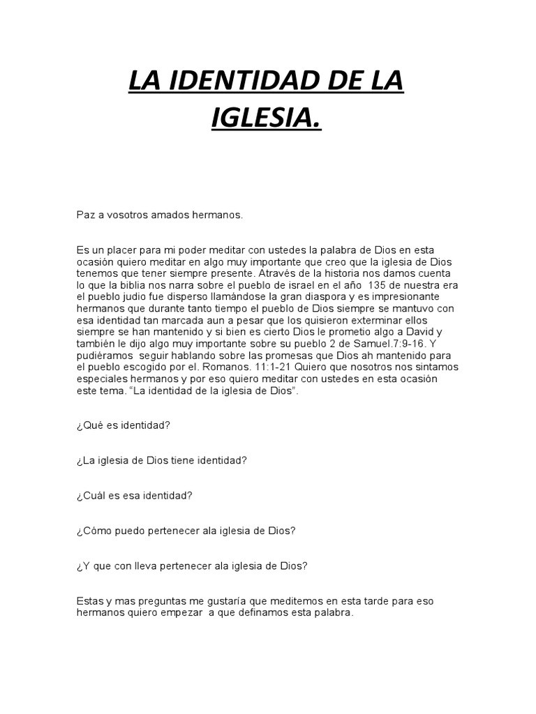 La Identidad de la Iglesia de Dios | PDF | Cristo (título) | Dios