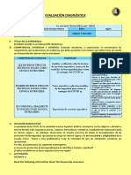 Evaluaciòn Diagnostica Inicio Marzo 2022 Second Grade