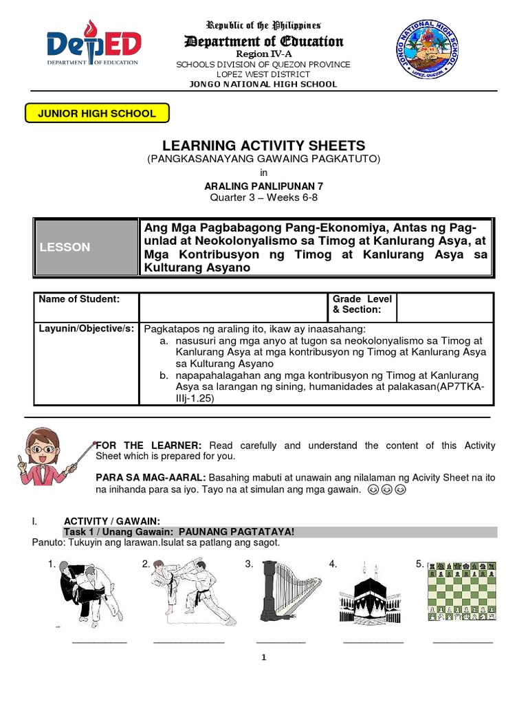 LEARNING ACTIVITY SHEETS Weeks 6-8 | PDF