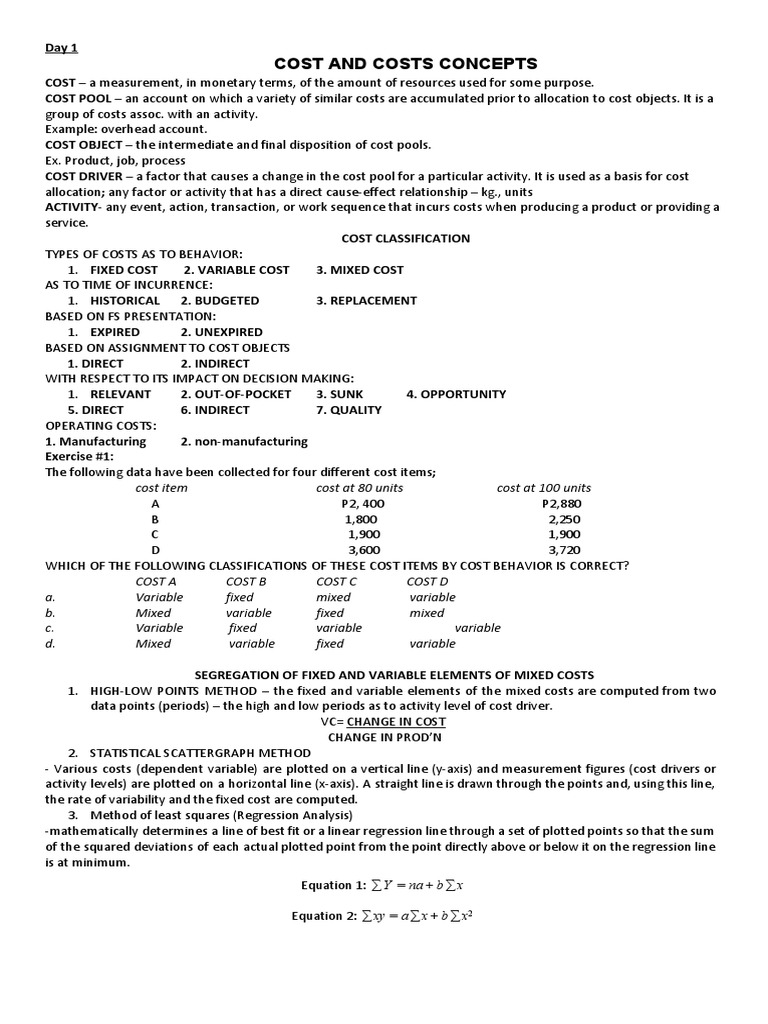 Cost Concepts and Classifications Guide | PDF | Inventory | Cost Of ...