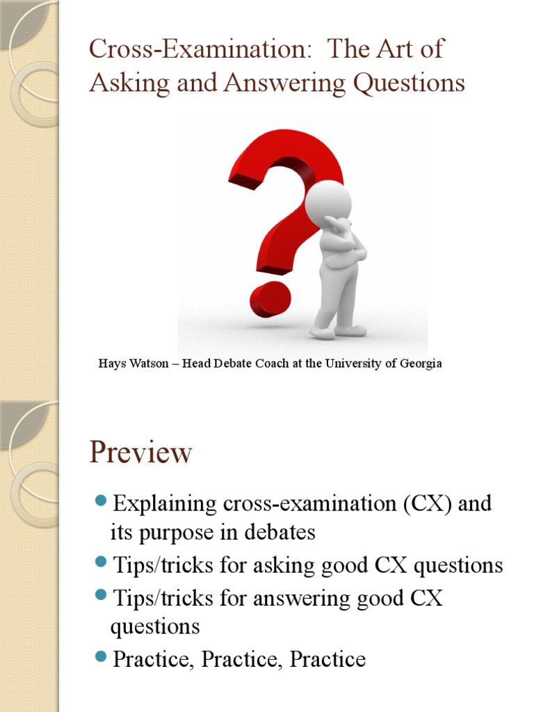 CrossExamination The Art of Asking and Answering Questions PDF