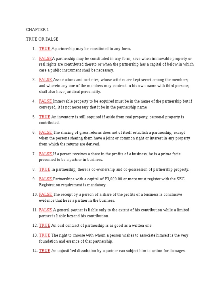 Law Chapter 1 Pdf Partnership Property
