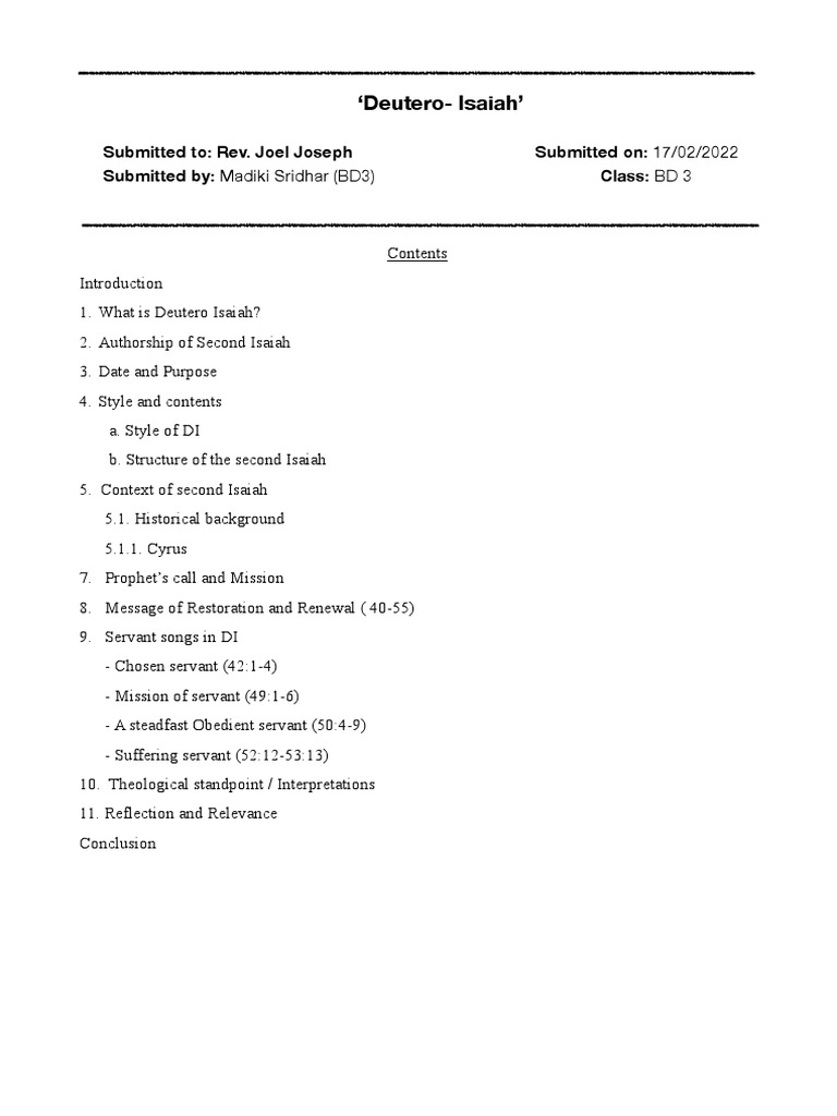 Understanding Deutero Isaiah's Significance | PDF | Book Of Isaiah ...