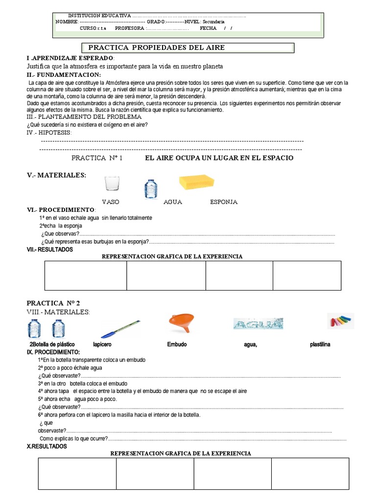 Practica de Las Propiedades Del Aire | PDF | Agua | Atmósfera de tierra