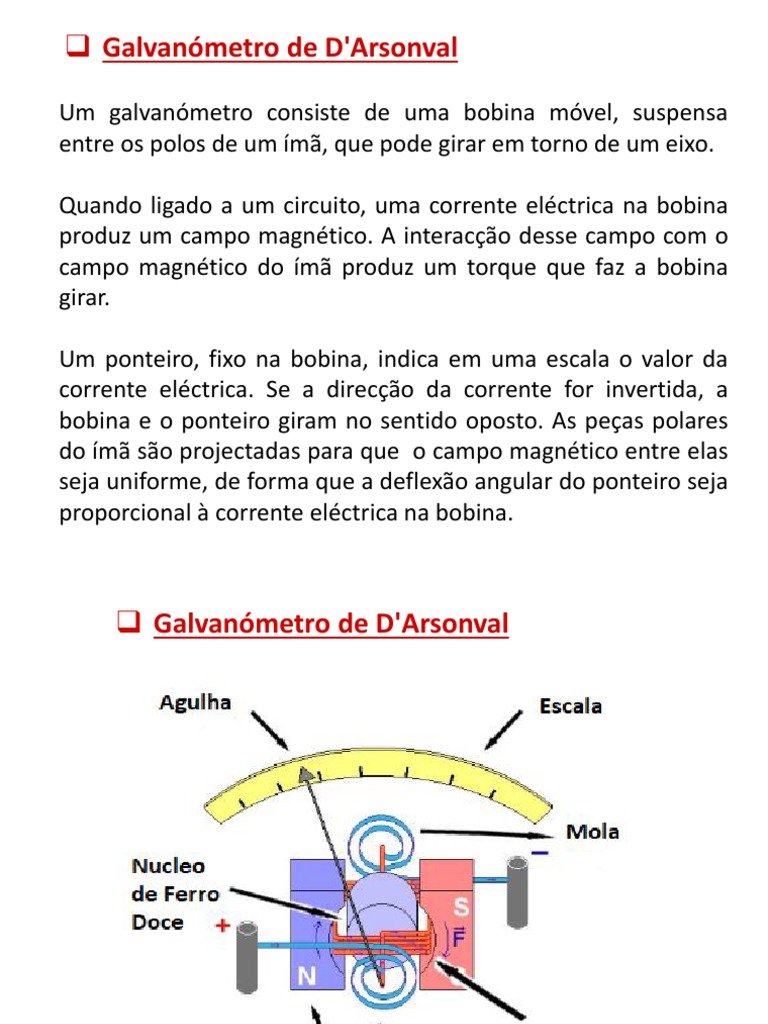 Galvanômetro de D'Arsonval: princípio e aplicações | PDF | Engenharia ...