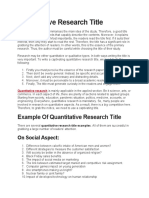 Quantitative Research Title Samples