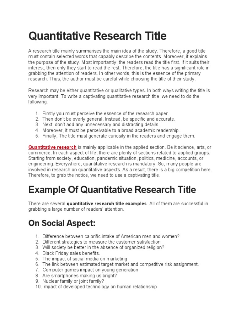 quantitative research title grade 12