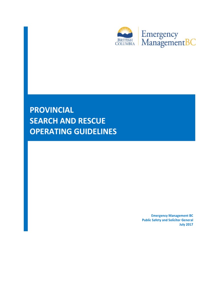 SAR Provincial Operating Guidelines | PDF | Search And Rescue | Risk ...