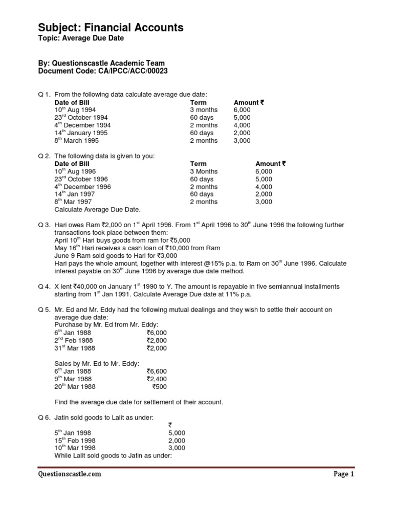 Average Due Date Pdf _ AVERAGE DUE DATE – UESXP
