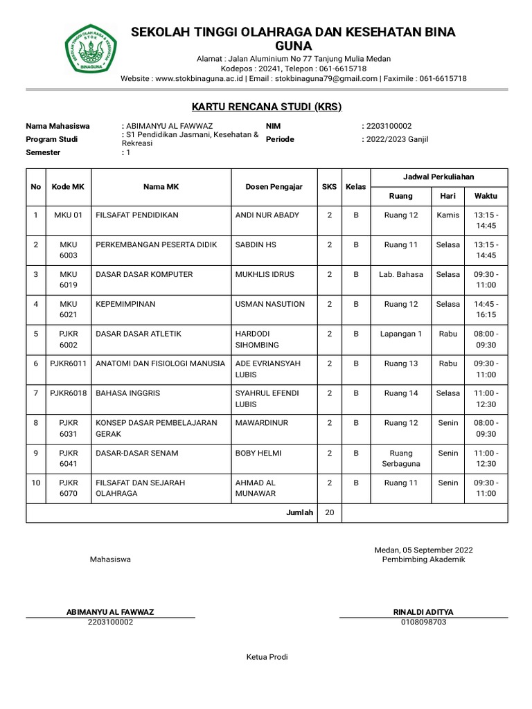 Cetak Laporan KRS Mahasiswa | PDF
