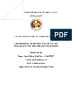 IIT Guwahati Student's Paper on Membrane Processes for Refinery Wastewater