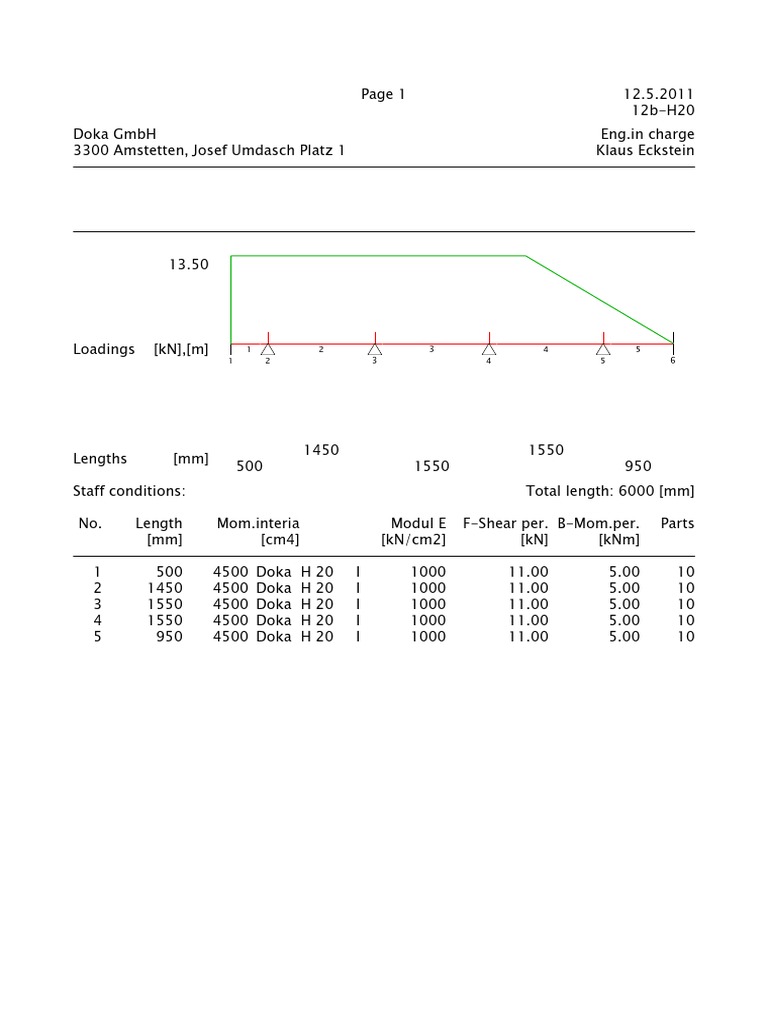 Doka H20 Beam Load and Bearing Analysis | PDF