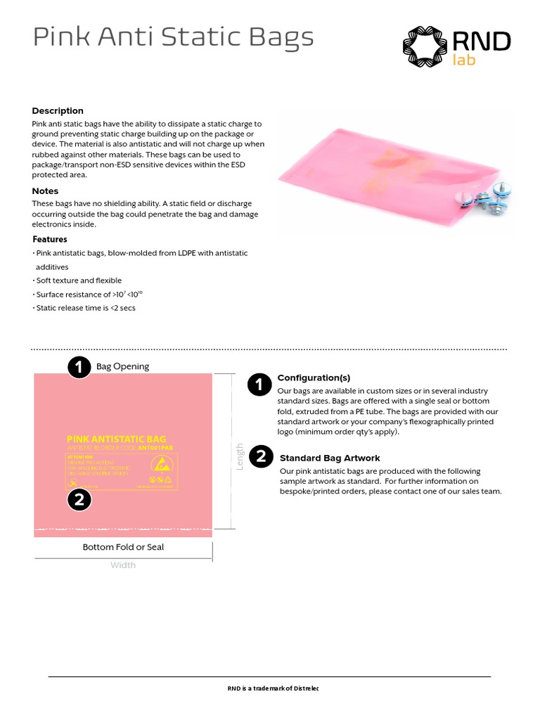 Anti Static Bag Data Sheet 1 | PDF | Electrostatic Discharge | Building  Engineering
