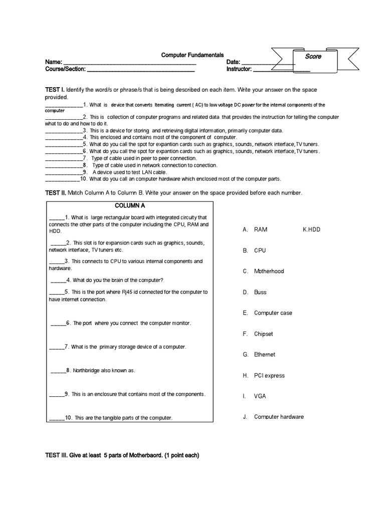 computerfundamentals1 PDF Computer Hardware Network Interface Controller