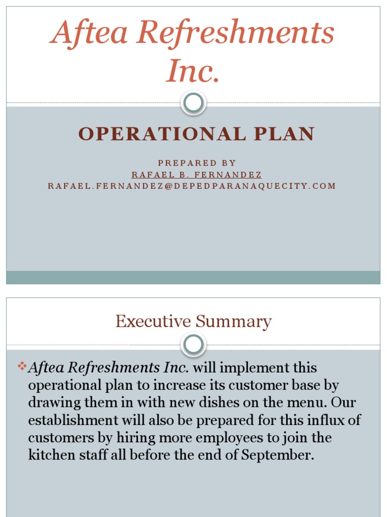Operational Plan. | PDF