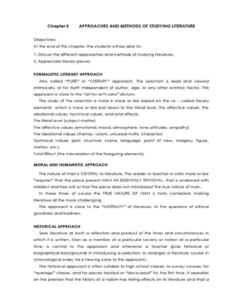 Methods for Studying Literature | PDF | Psychological Concepts ...