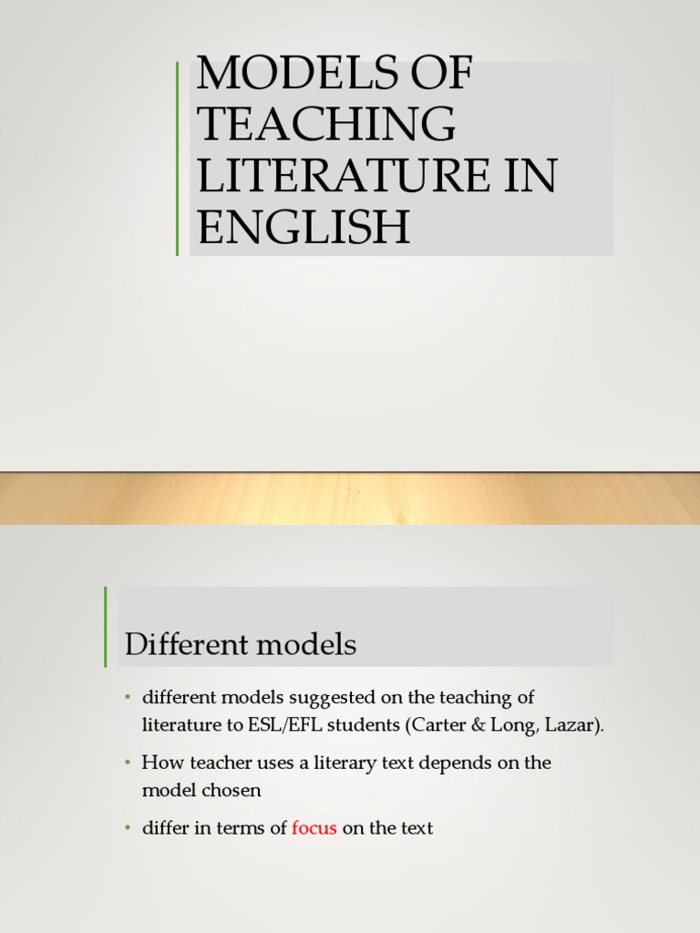 Dokumen - Tips Models of Teaching Literature in English | PDF | English ...