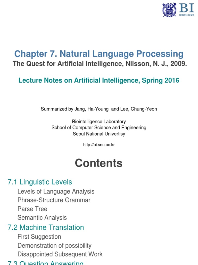 Chapter 7. Natural Language Processing: The Quest For Artificial ...