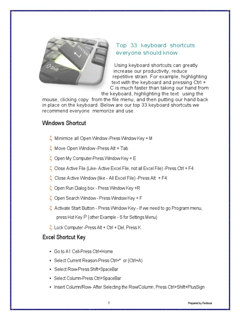 Keyboard Shortcuts Everyone Should Know Pdf Computer Keyboard