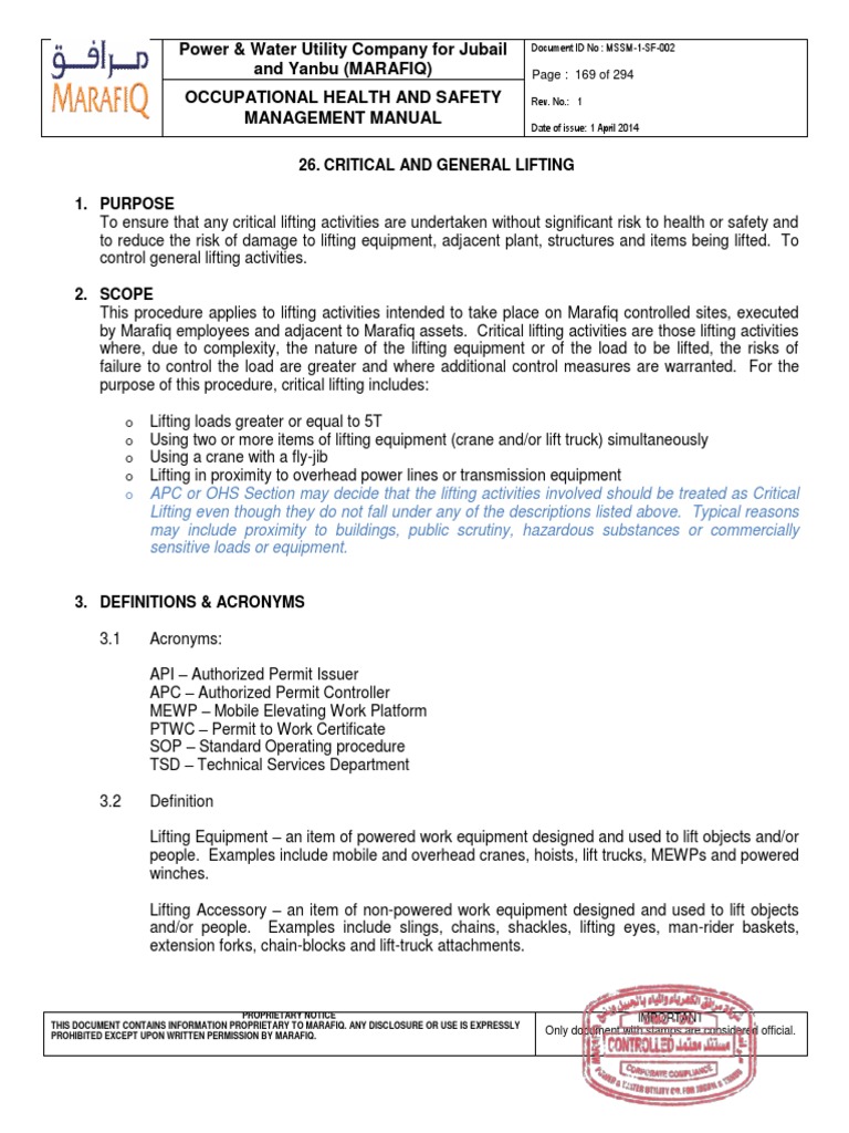 Critical Lifting Safety Procedures | PDF | Crane (Machine) | Elevator