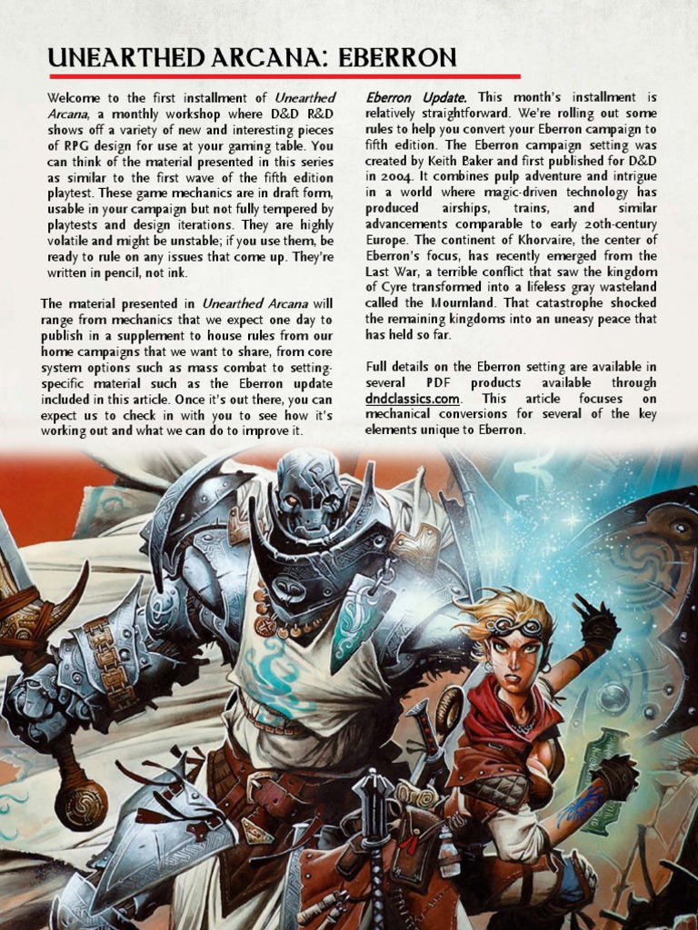 Unearthed Arcana Eberron PDF Dungeons & Dragons D20 System