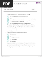 CBSE Class 10 Life Processes MCQ Practice Solutions