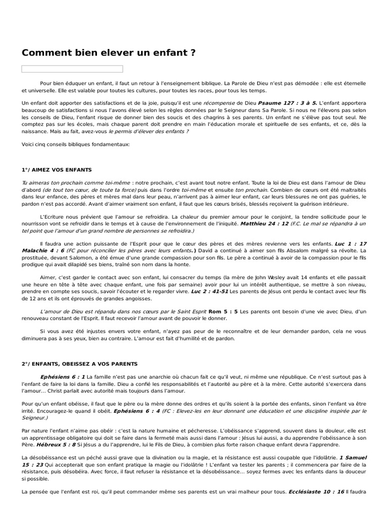 Comment Bien Elever Un Enfant | PDF | Jésus | Amour