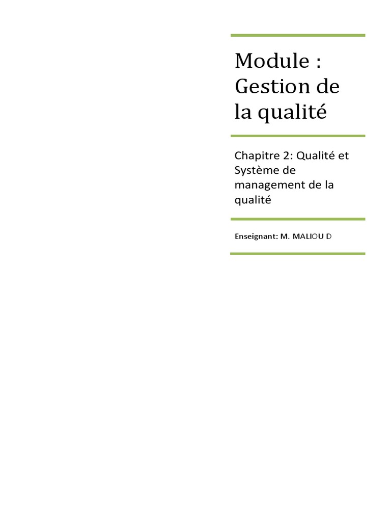 Gestion de la qualité en entreprise | PDF | Système de management de la ...