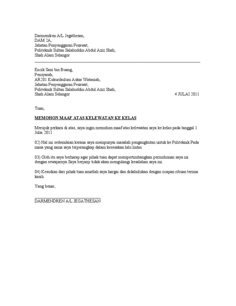 Surat Mohon Maaf Pdf