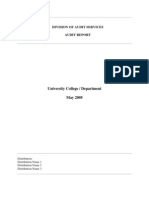 University College / Department May 2005: Division of Audit Services Audit Report