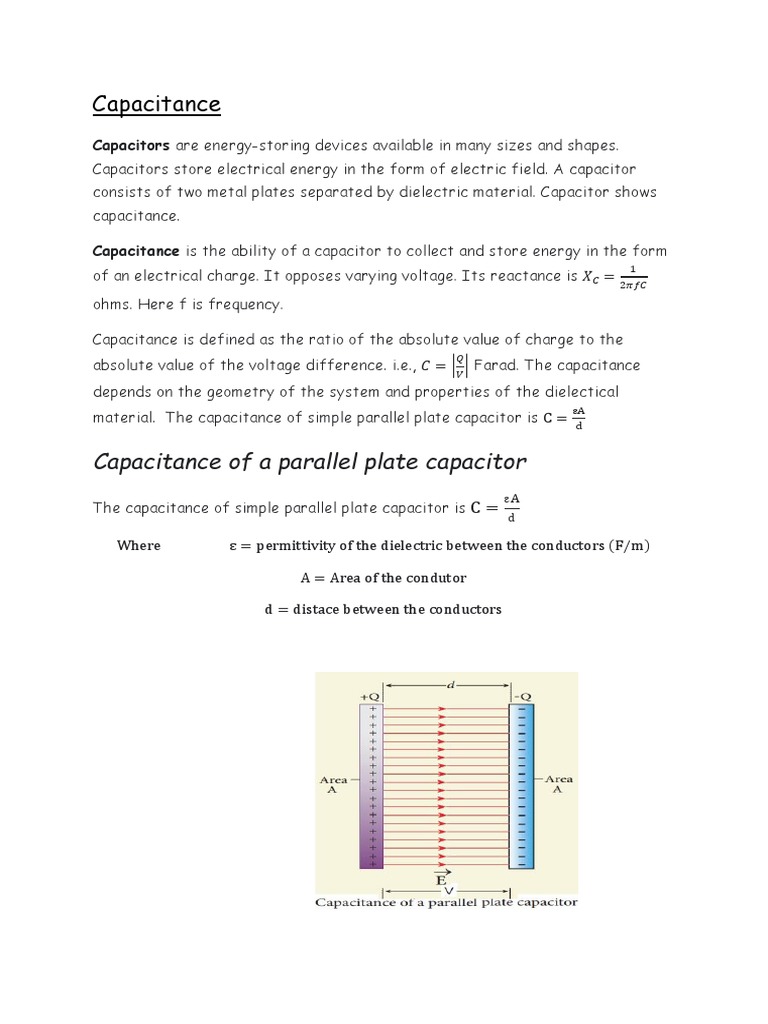 Capacitance and Capacitance of Diff. Configurations PDF Capacitance