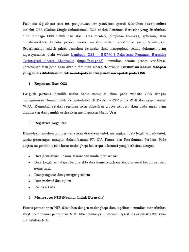Penerbitan Izin Apotek Oss Rba | PDF