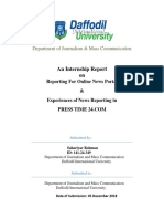 An Internship Report On: ' Department of Journalism & Mass Communication