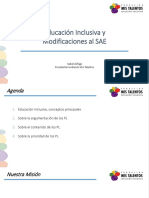 Educación Inclusiva y Modificaciones Al SAE