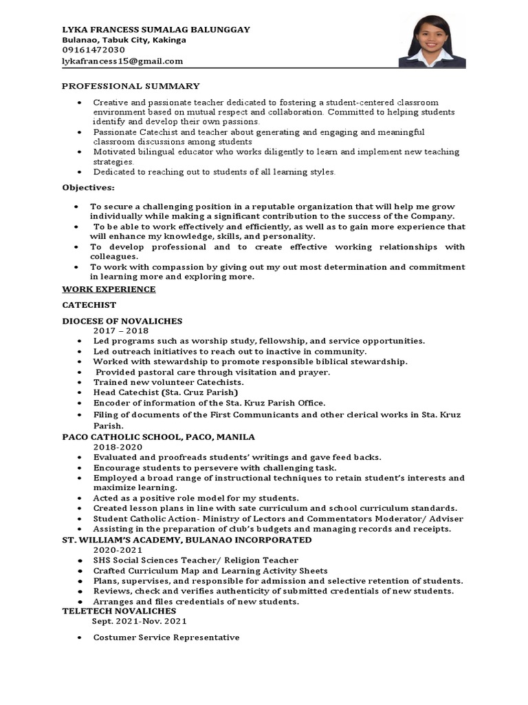 Lyka Resume PDF Teachers Cognitive Science