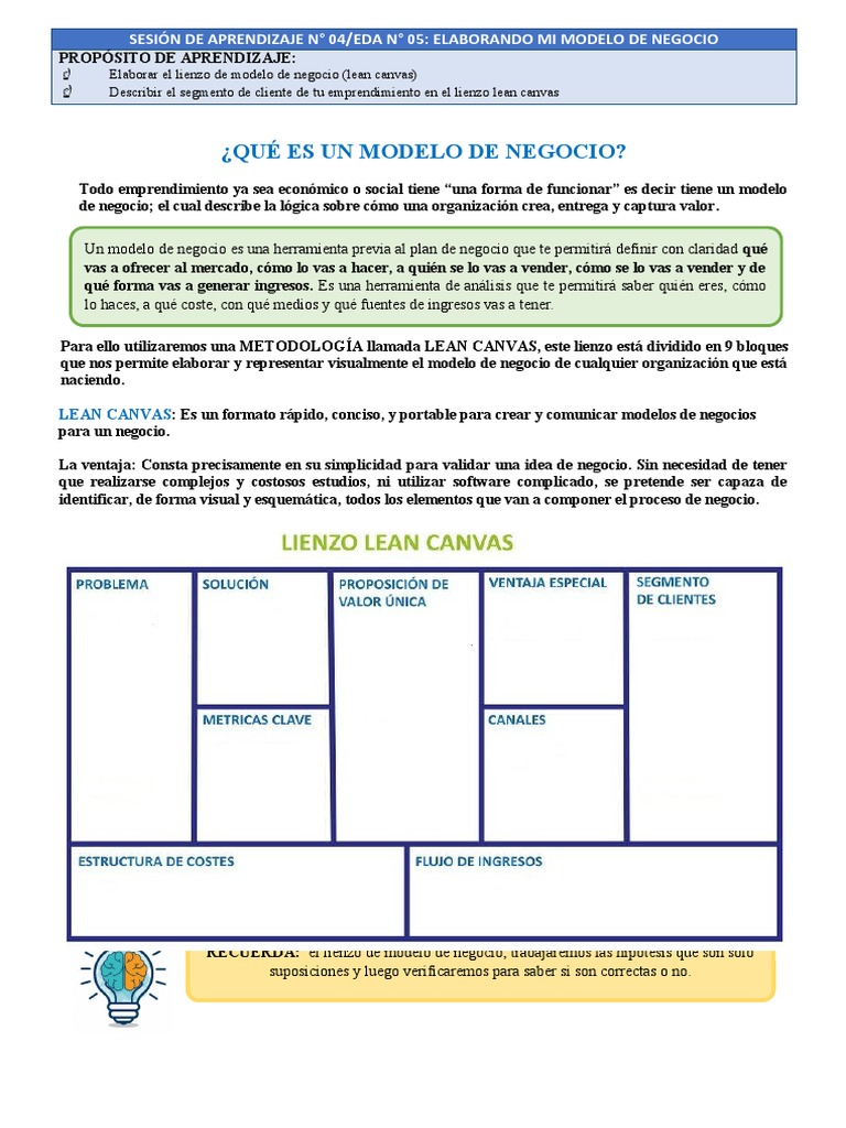 MI MODELO DE NEGOCIO 3-4 Grado | PDF | Modelo de negocio | Ciencia ...