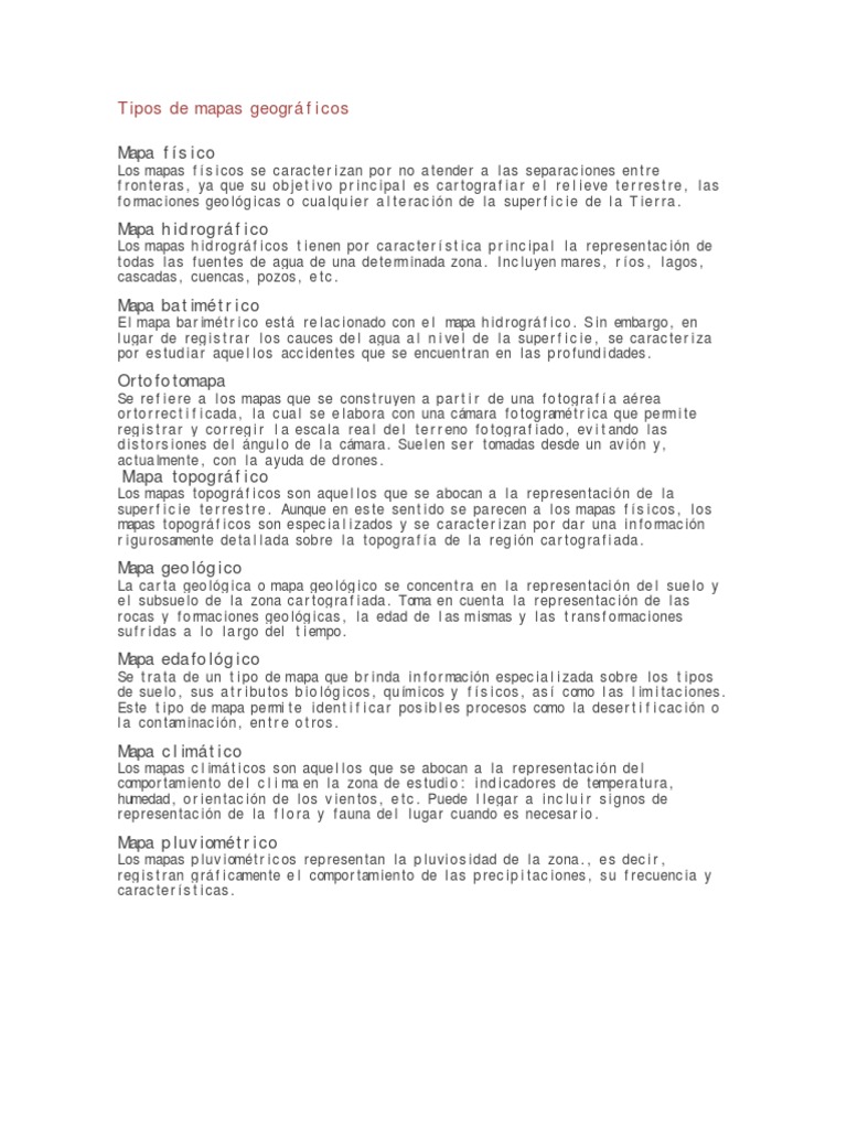 Tipos De Mapas Geográficos Pdf